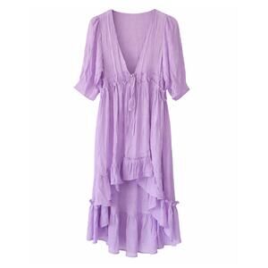 Umgee Lilac Ruffle Sleeve Tiered High Low Kimono Cardigan Large
